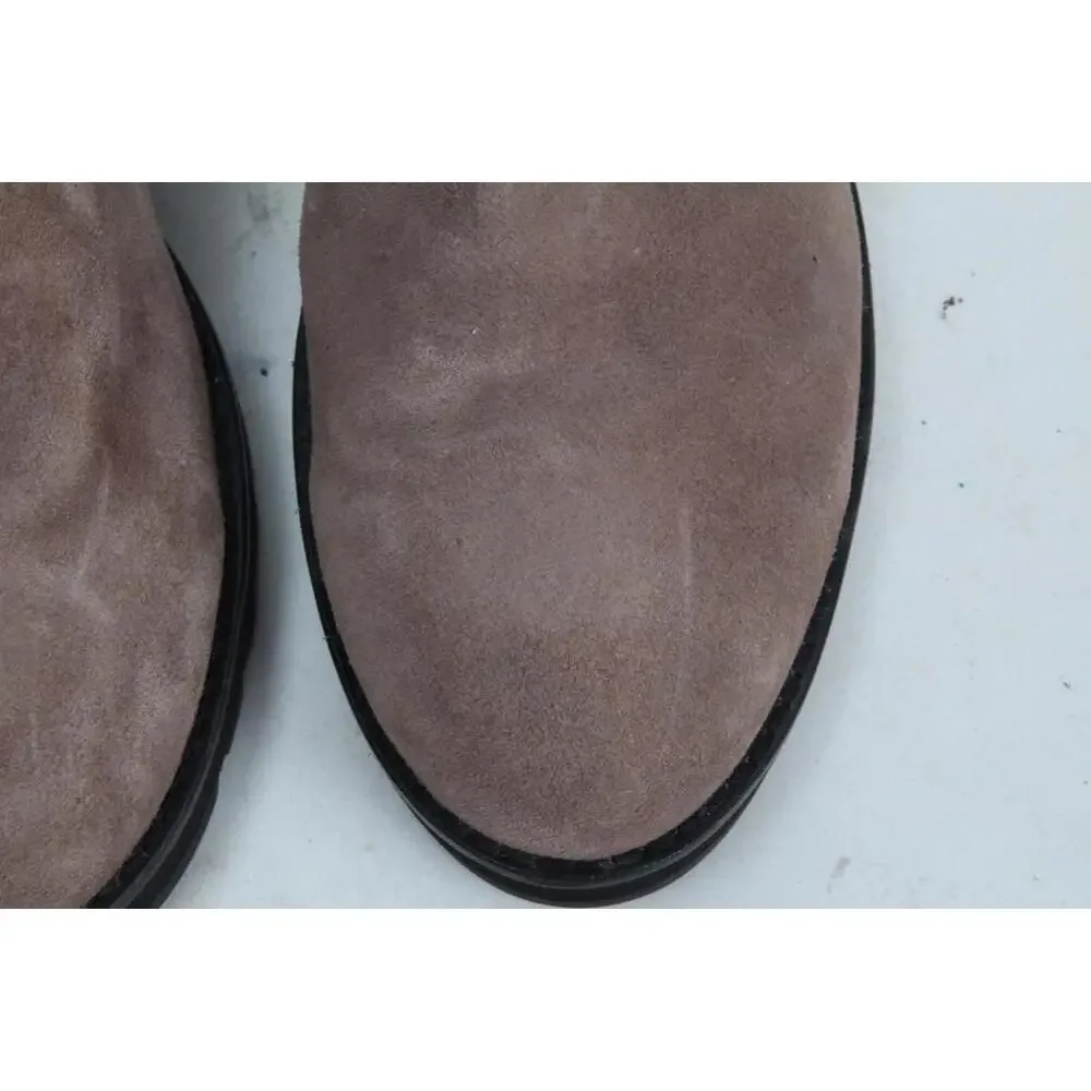 Eileen Fisher Taupe Gray Suede Leather Wedge Ankle Booties Boot Side Zip 9